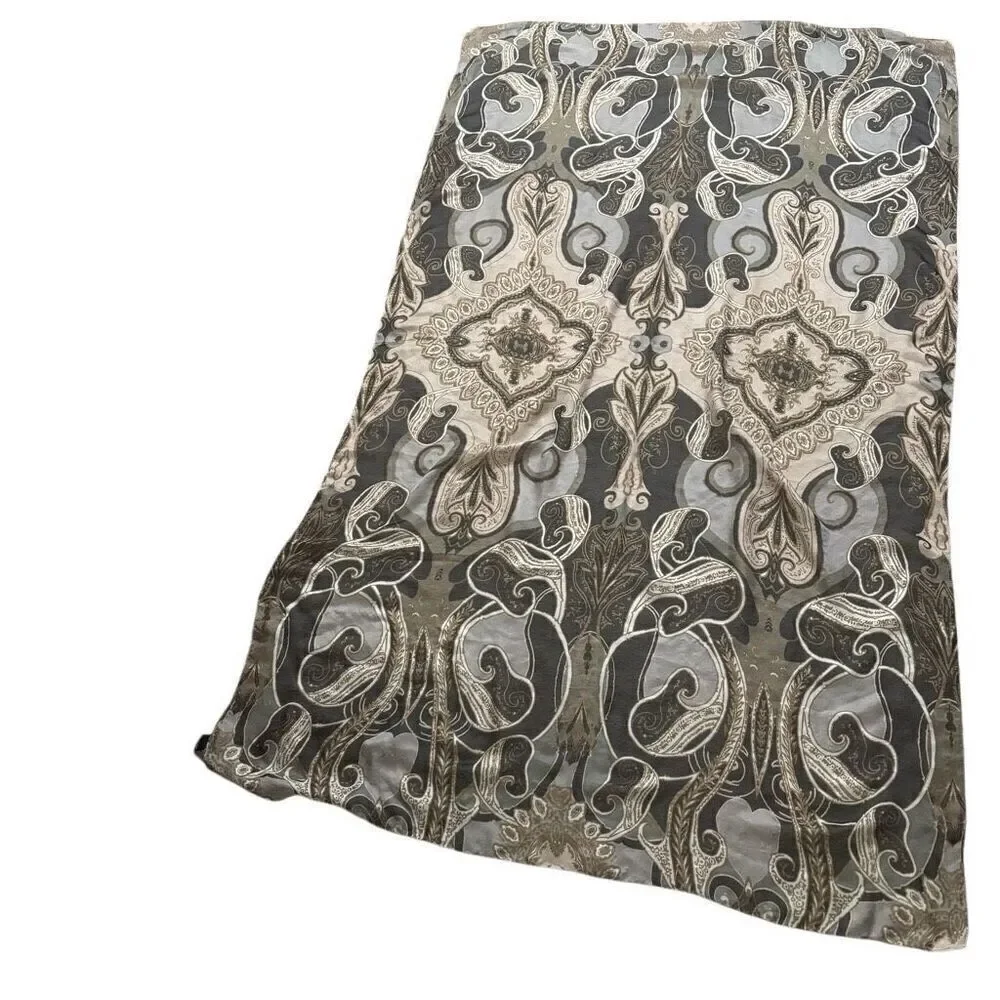 Extra Large neutral semi-sheer paisley & medallion print gray, brown, beige